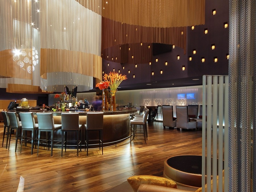 Metal coil drapery for ceiling decoration