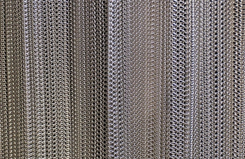 metal coil drapery in silver color